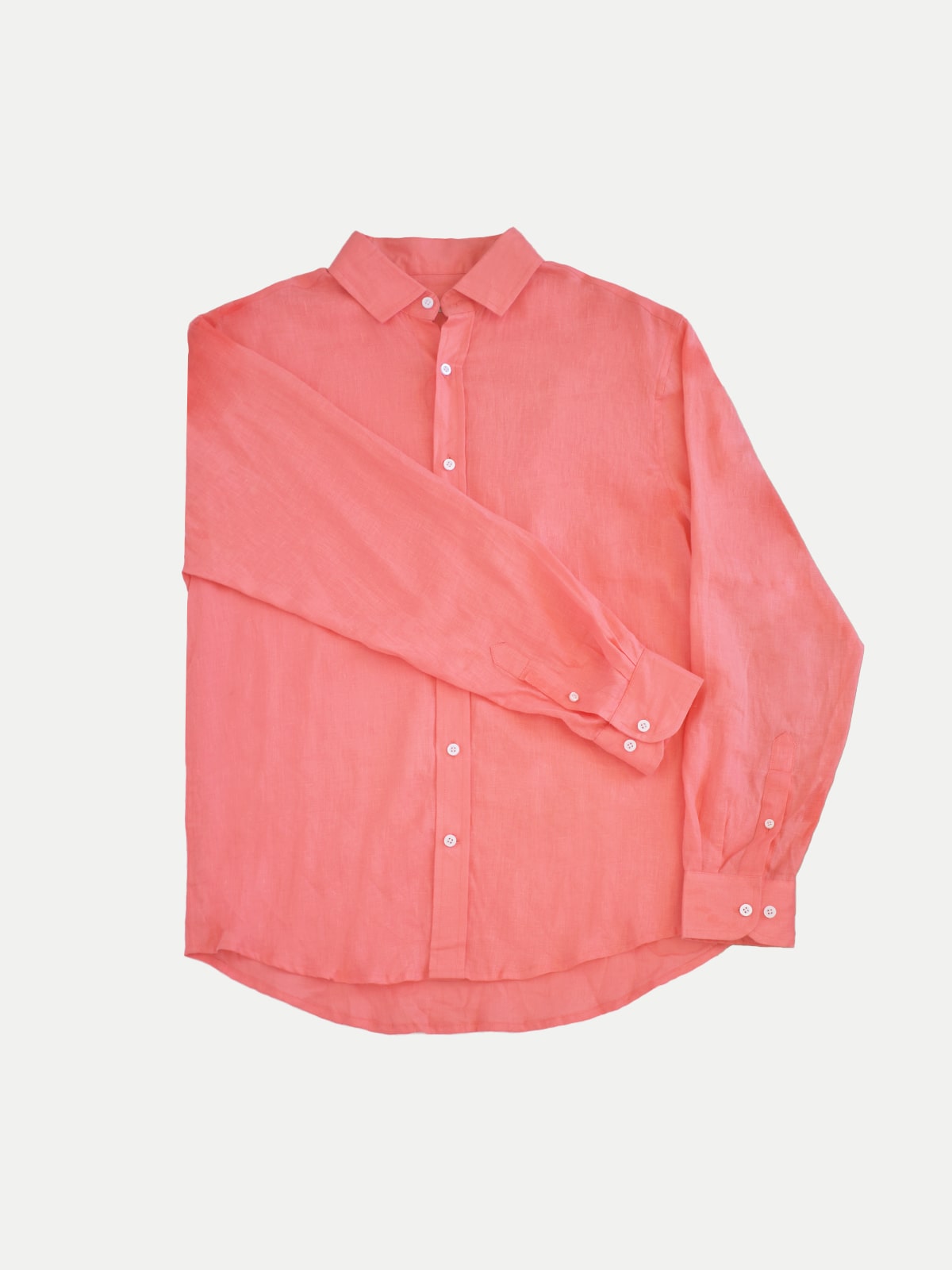 100% Linen Shirt Coral Men