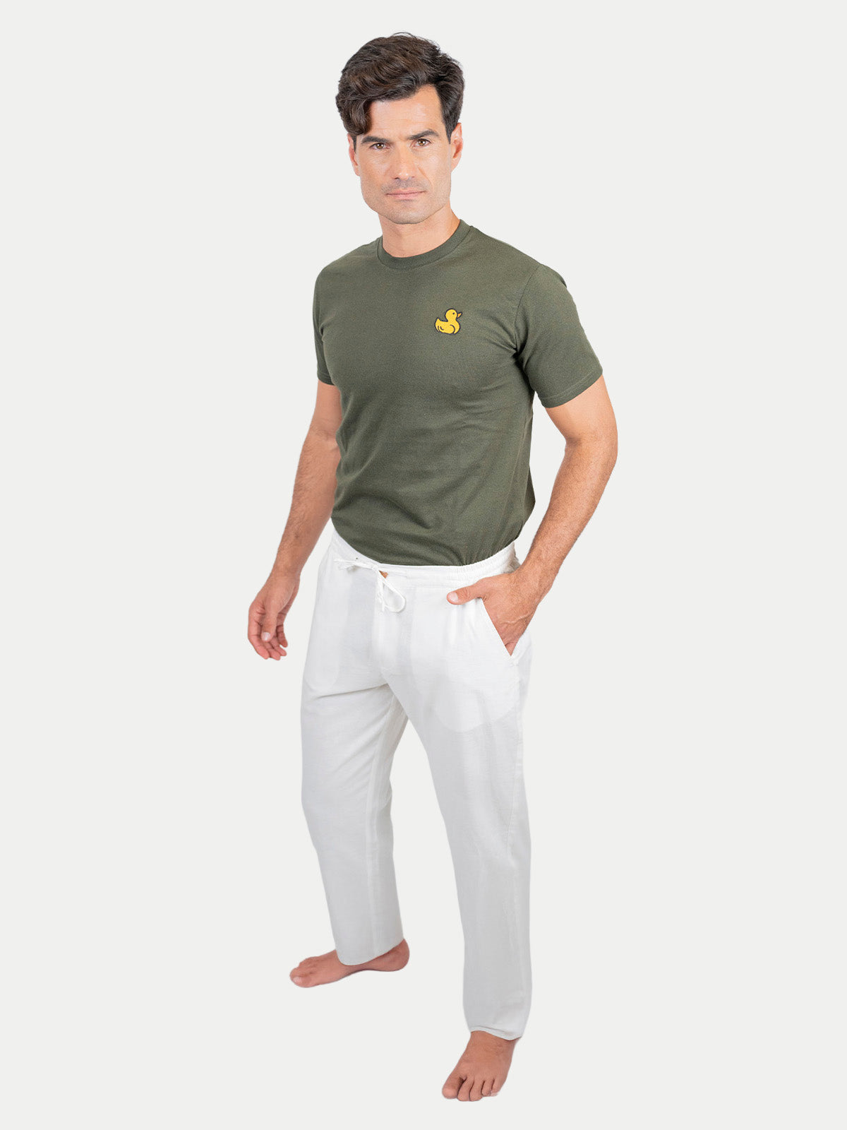 White Cotton Flex Pants by 98 Coast Av.