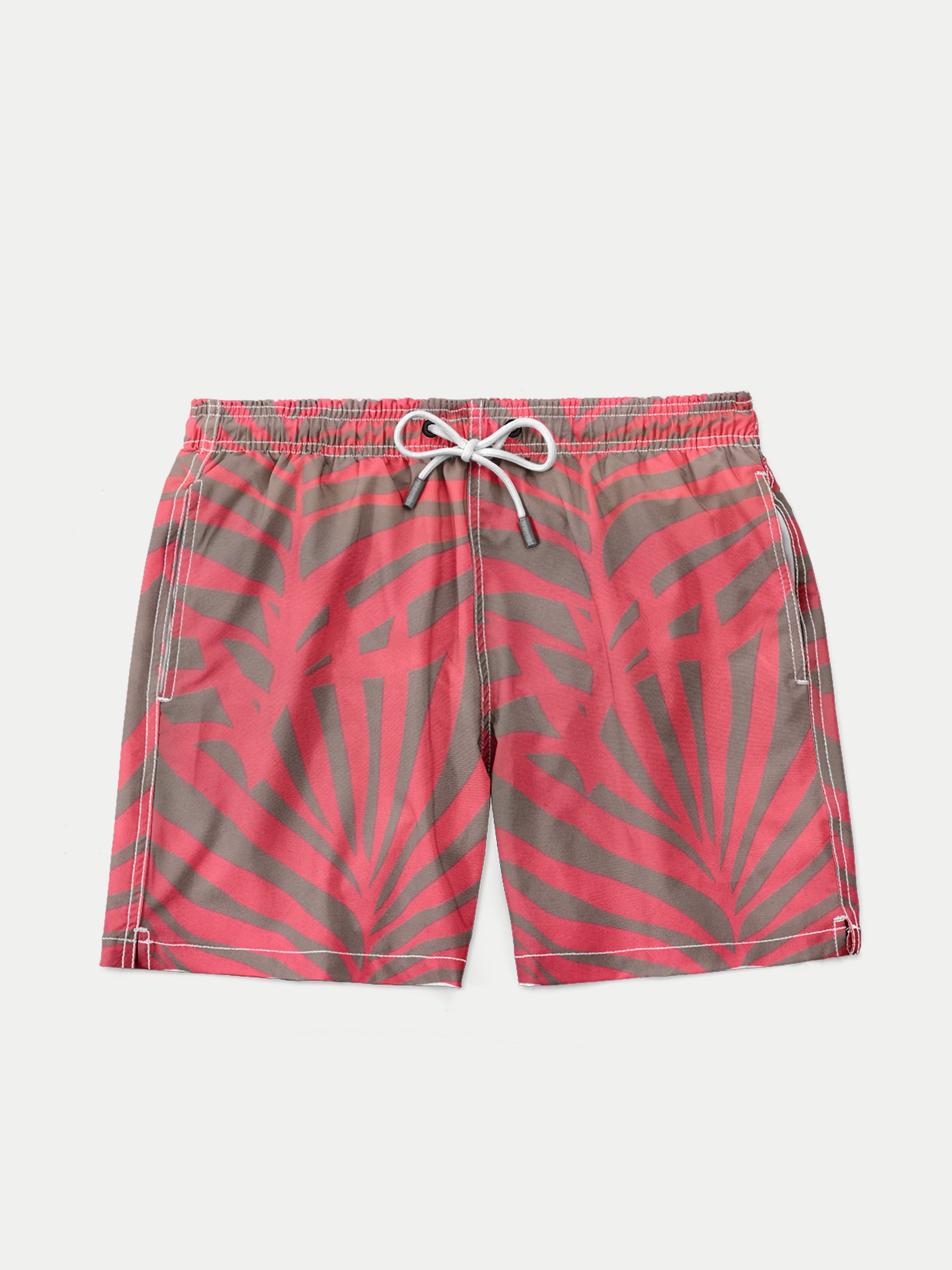 'Breeze Palm Pink' Swim Trunks for Men by 98 Coast Av.