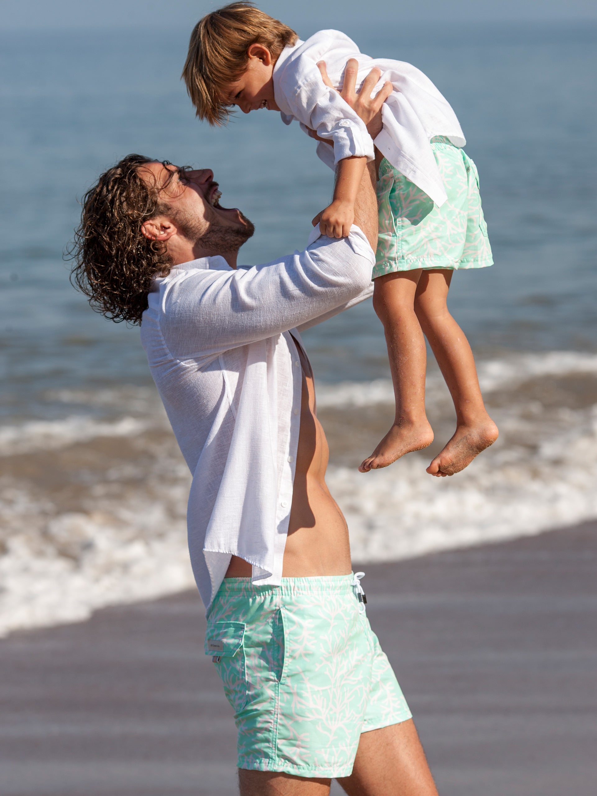 'Coral Green' Swim Trunks for Men by 98 Coast Av.