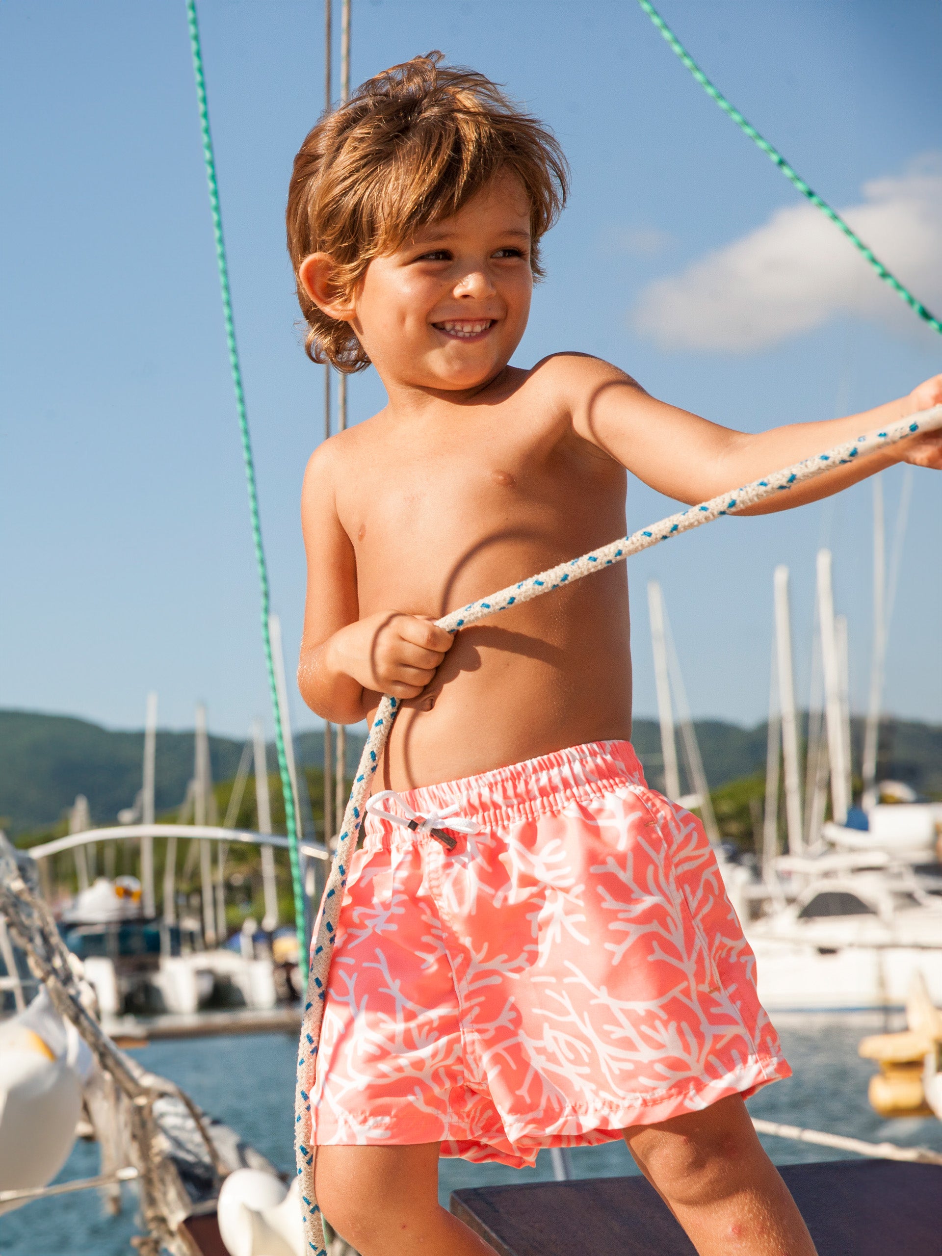 'Coral Salmon' Boys Swim Shorts by 98 Coast Av.