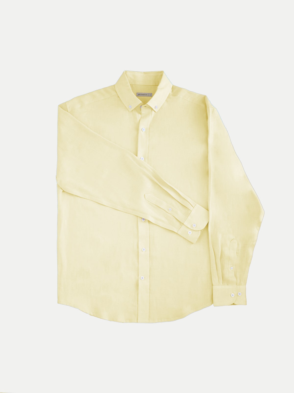 100% Linen Shirt Yellow Men