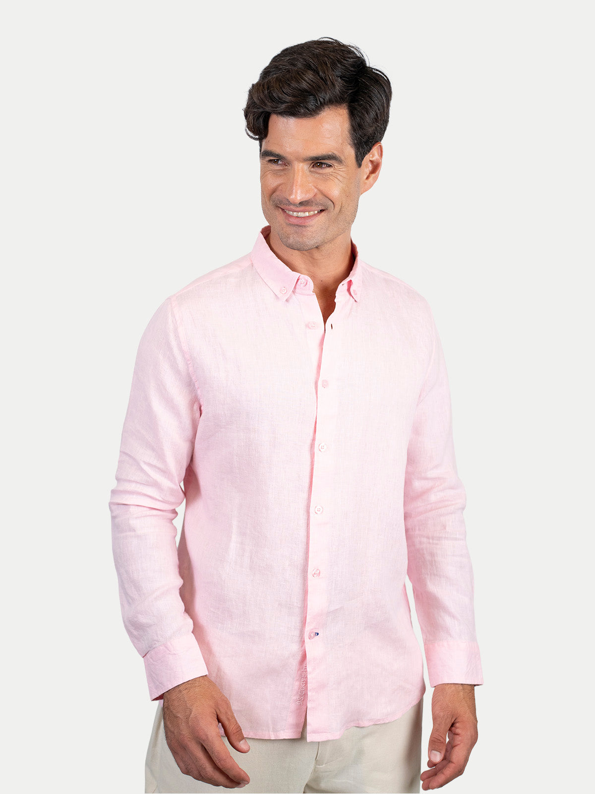 Soft Linen Pink Shirt Men by 98 Coast Av.