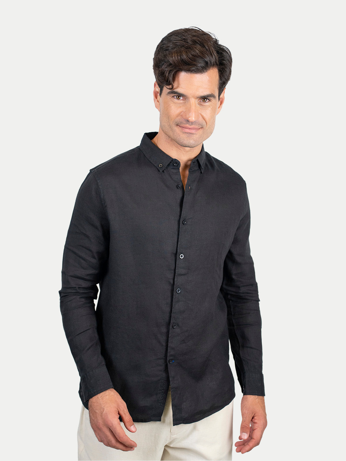 Soft Linen Black Shirt Men by 98 Coast Av.