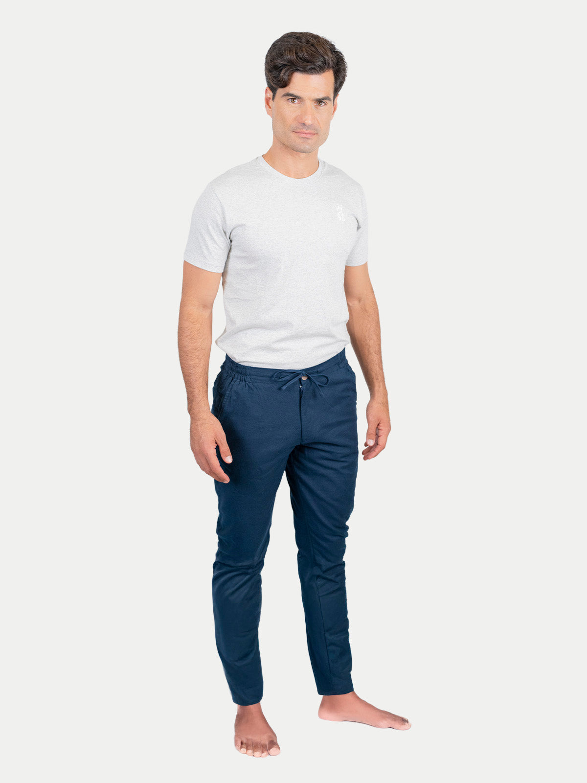 Navy Blue Cotton Flex Pants by 98 Coast Av.