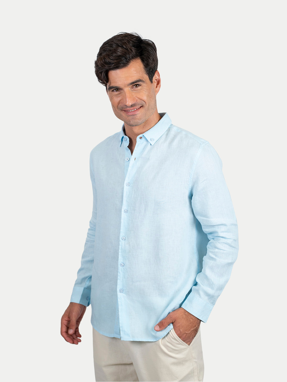 Soft Linen Sky Blue Shirt Men by 98 Coast Av.