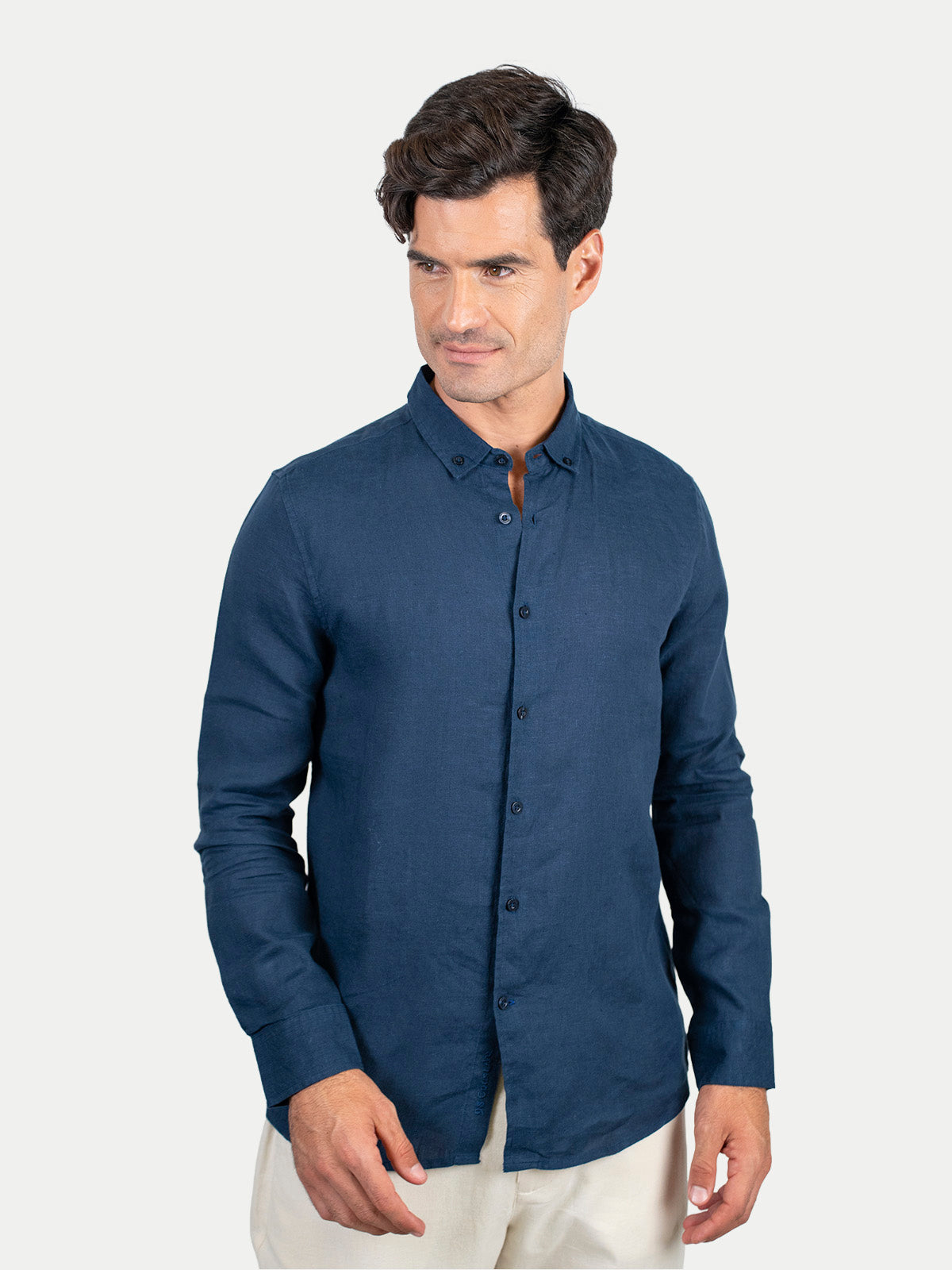 Soft Linen Navy Blue Shirt Men by 98 Coast Av.