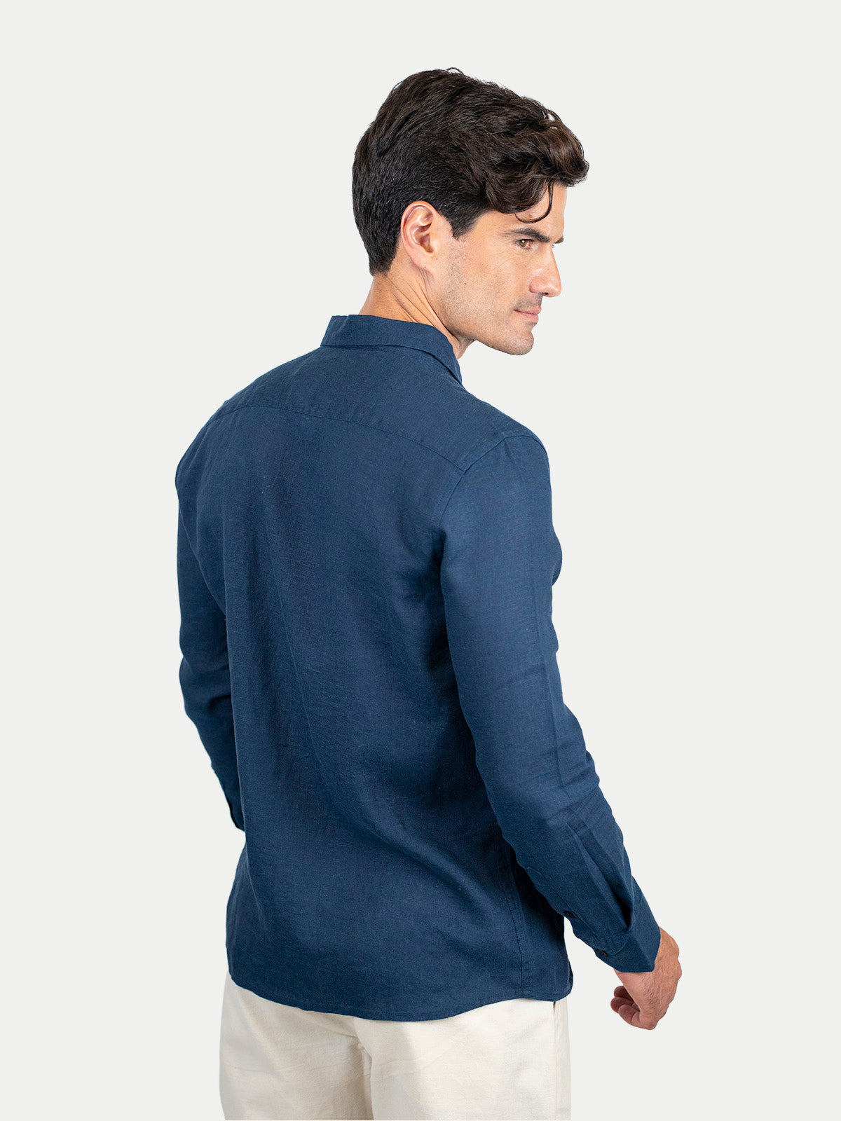 Soft Linen Navy Blue Shirt Men by 98 Coast Av.