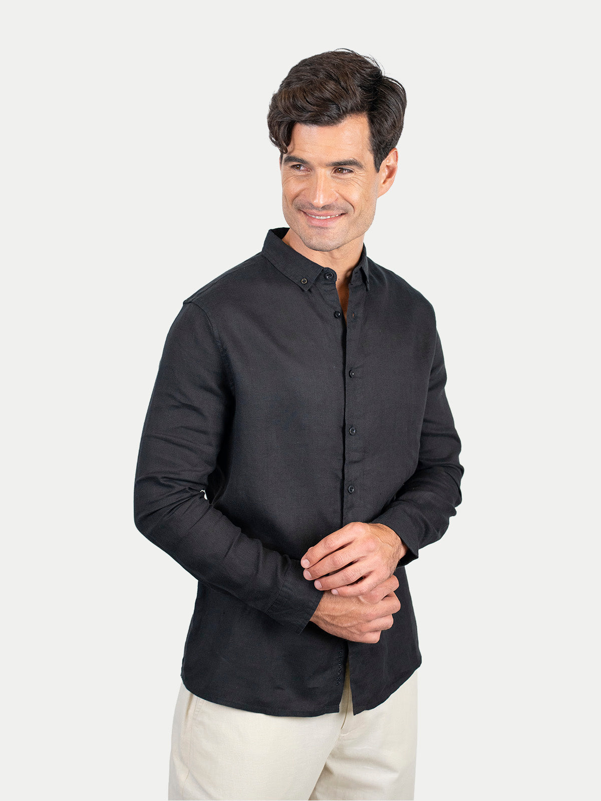 Soft Linen Black Shirt Men by 98 Coast Av.