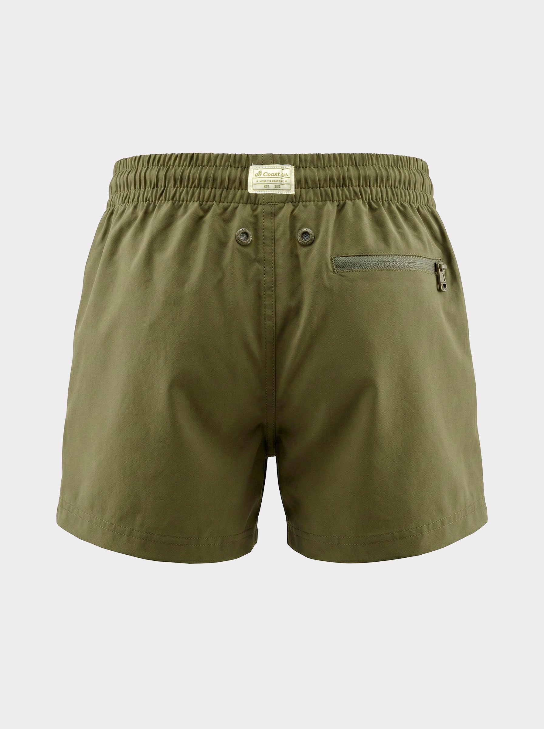 The New Classics Olive Swim Trunks for Men by 98 Coast Av.