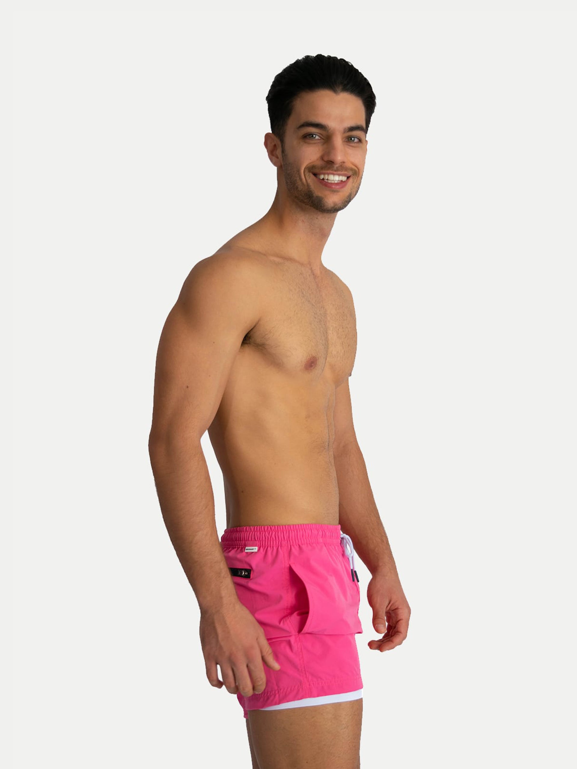 'Basic Pink' Swim Trunks for Men by 98 Coast Av.