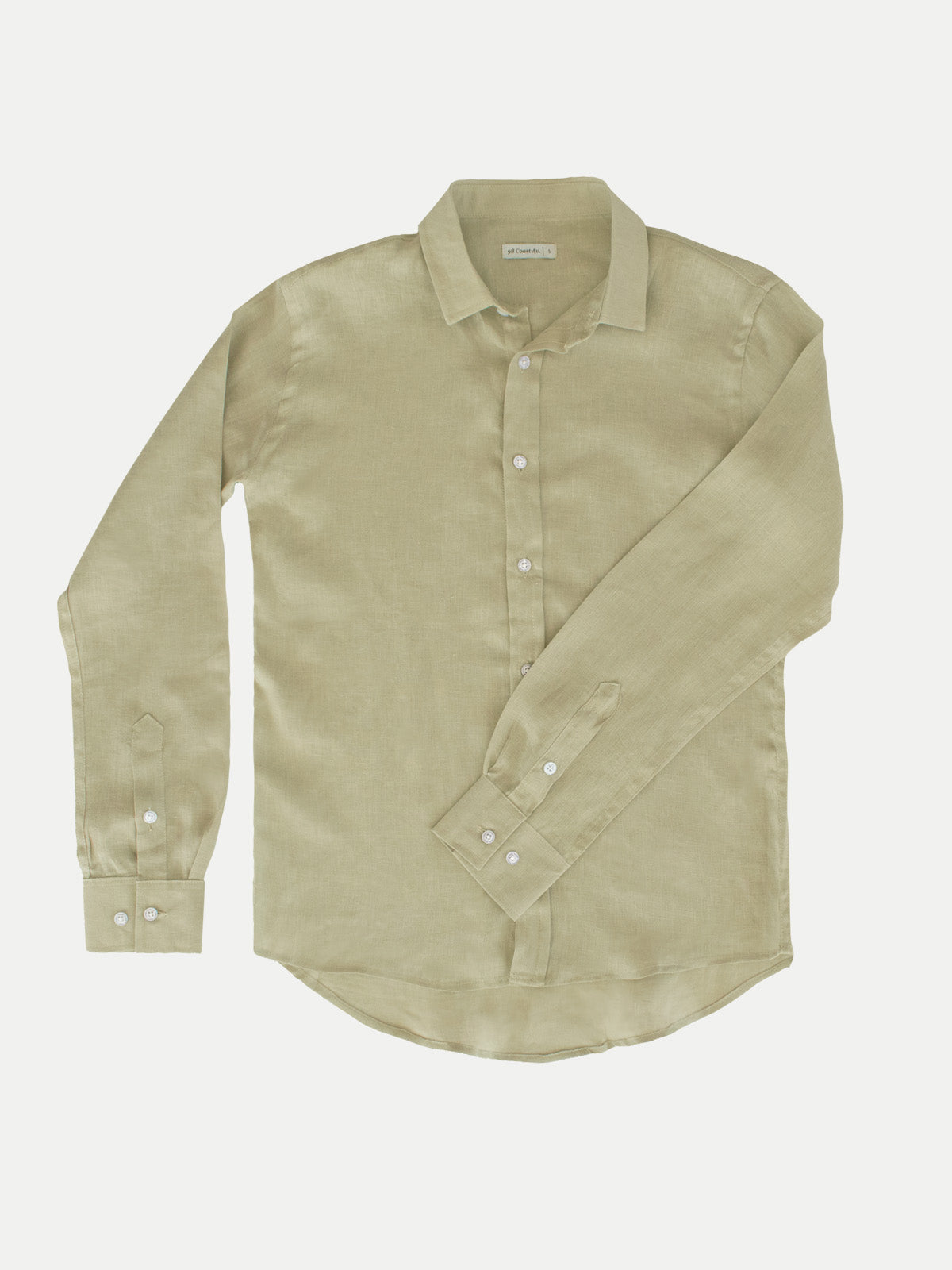 Beige 100% Linen Shirt by 98 Coast Av.