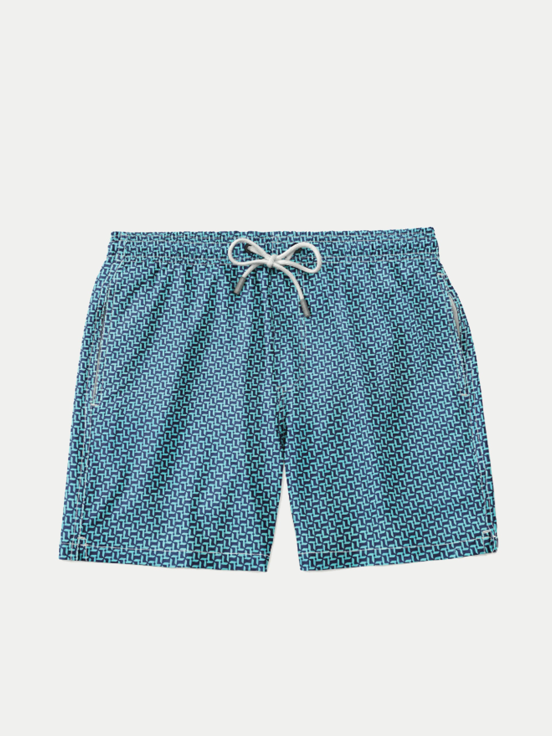 'Blue Origami' Swim Trunks for Men by 98 Coast Av.