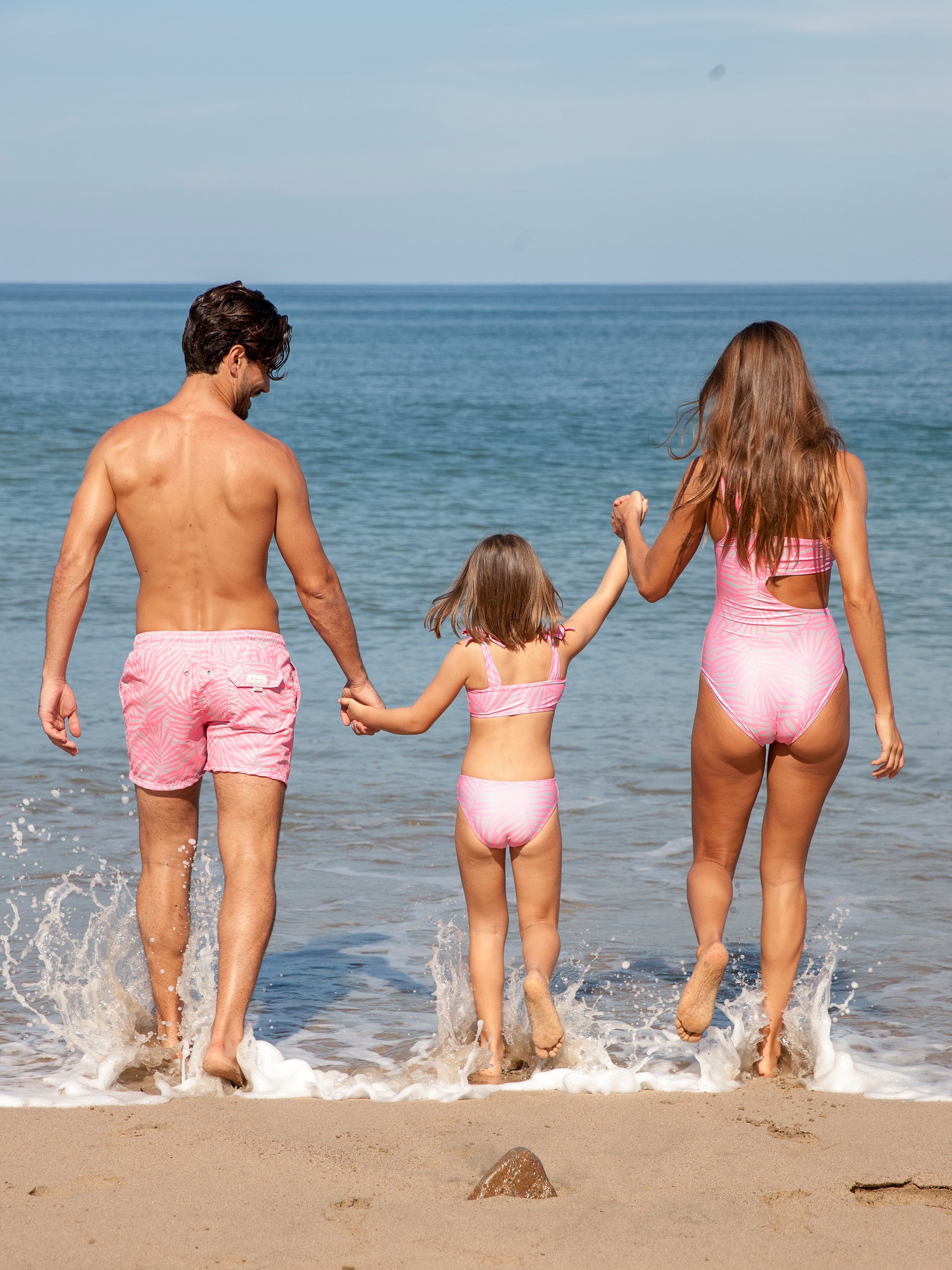 'Breeze Palm Pink' Swim Trunks for Men by 98 Coast Av.