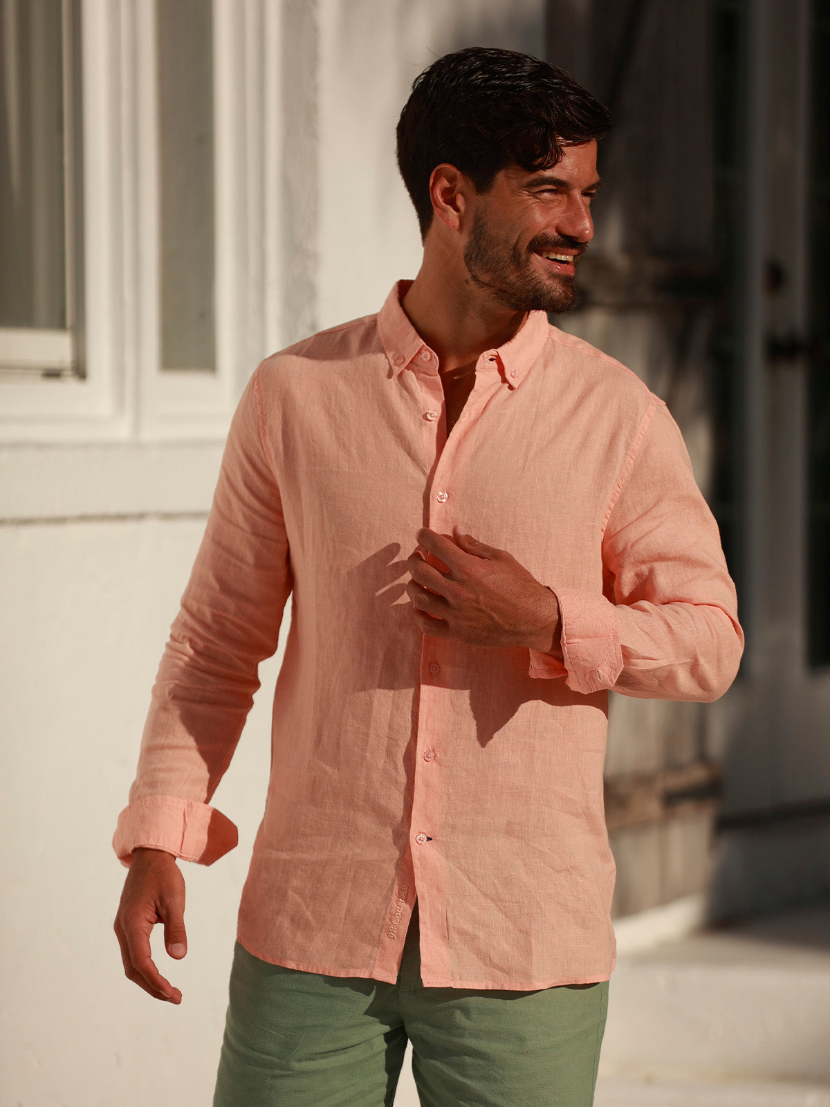 Soft Linen Salmon Shirt Men by 98 Coast Av.