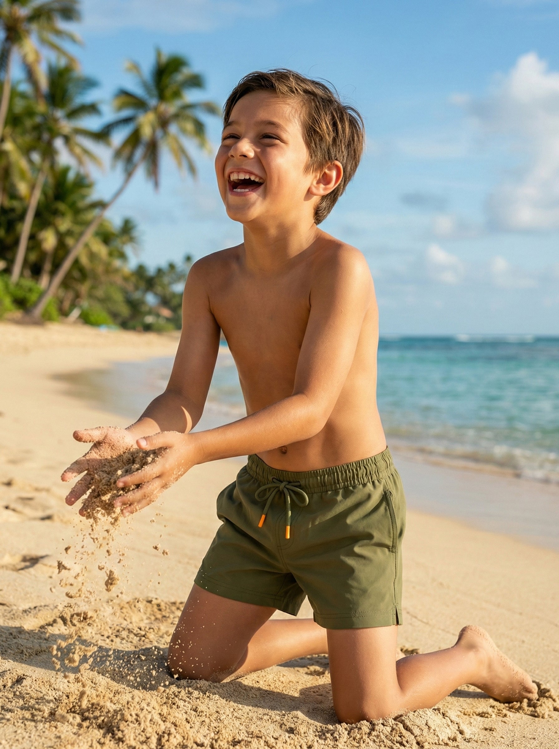 The New Classics Boys Olive Swim Short by 98 Coast Av.
