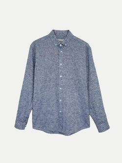 Navy Linen Look Shirt