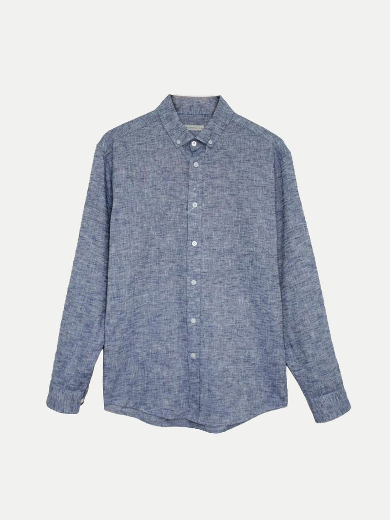 Navy Linen Look Shirt