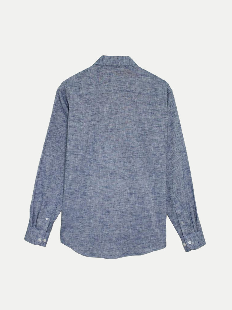 Navy Linen Look Shirt
