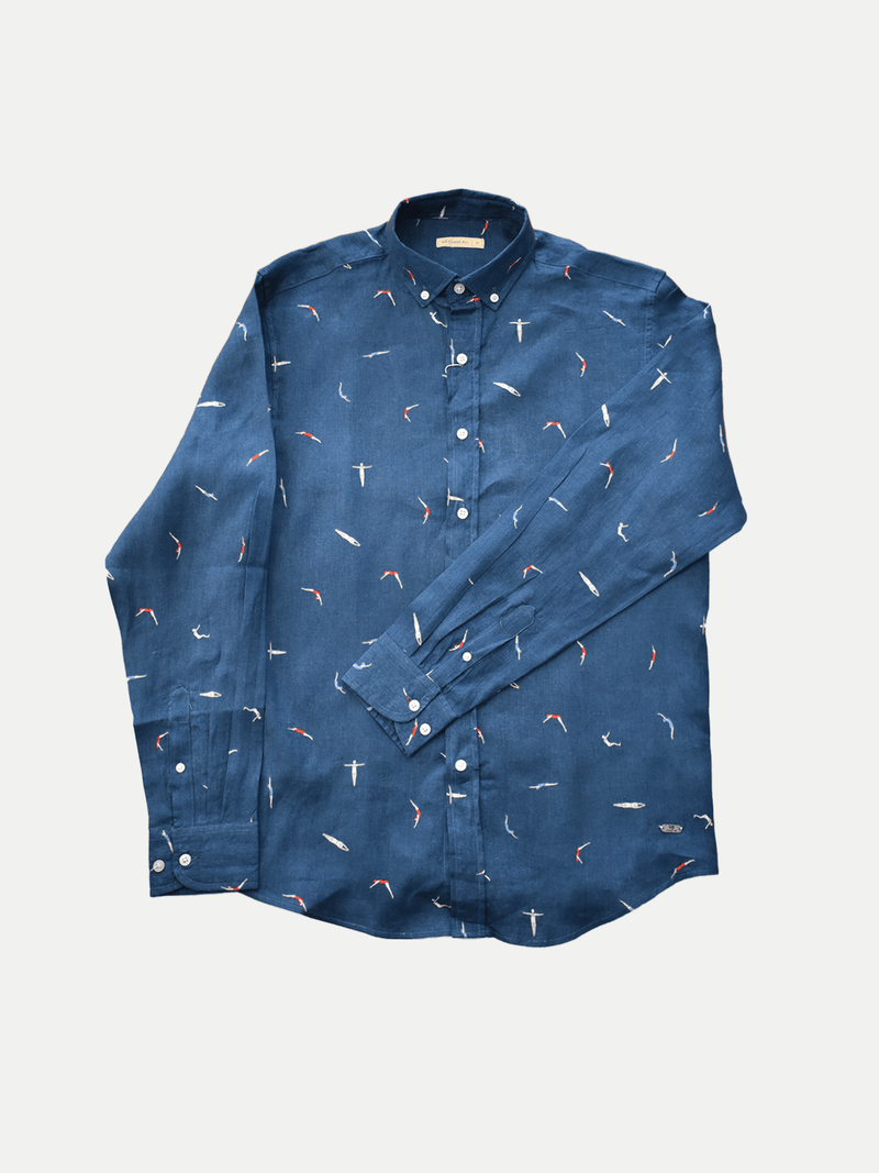 SWIMMERS NAVY LINEN SHIRT