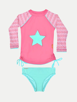 PINK STAR RASH GUARD SET