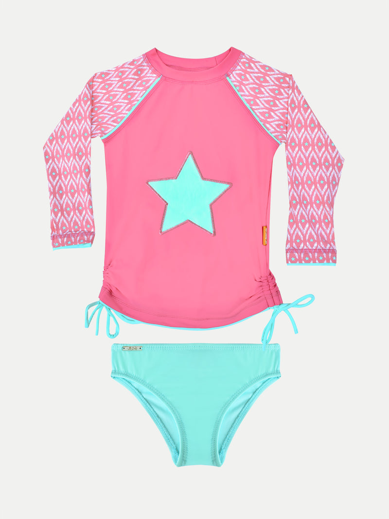 PINK STAR RASH GUARD SET