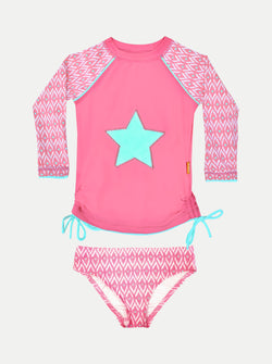 PINK STAR RASH GUARD SET