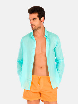 AQUA DOTS LINEN SHIRT