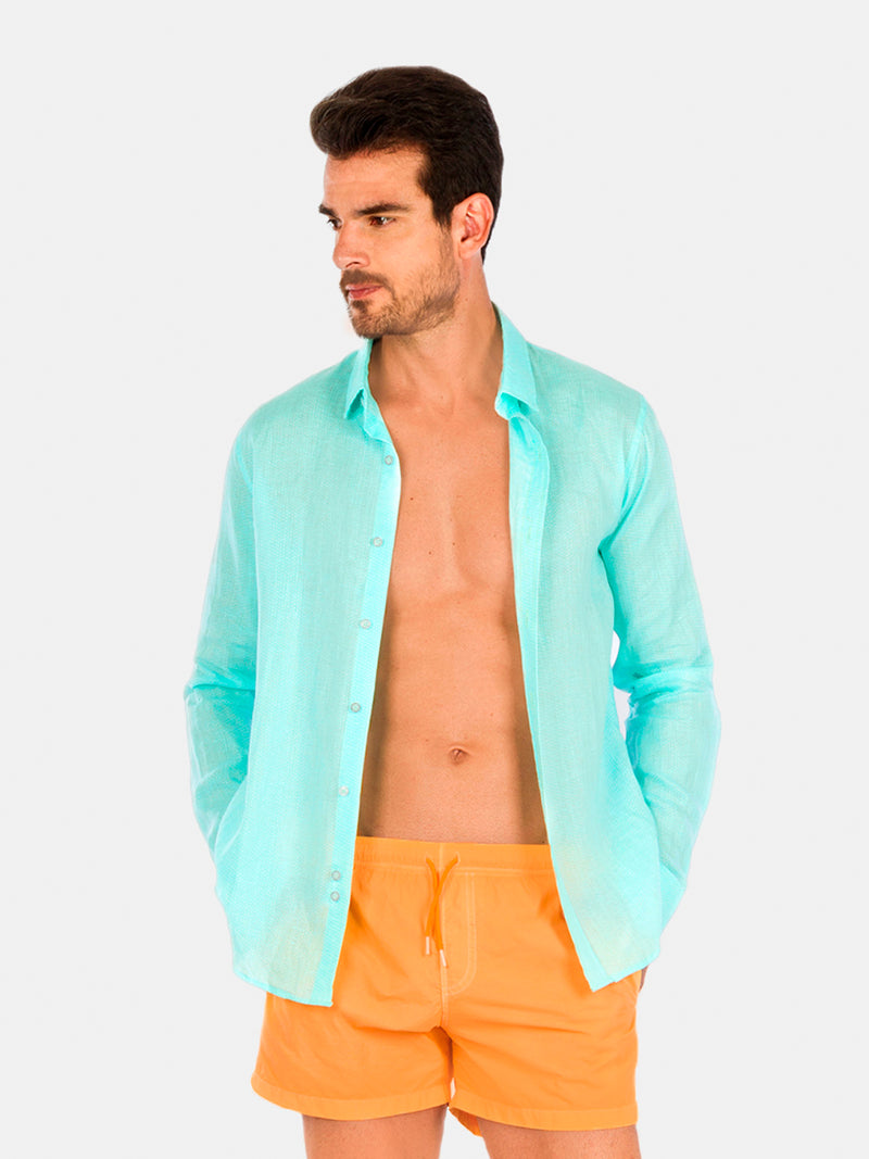 AQUA DOTS LINEN SHIRT