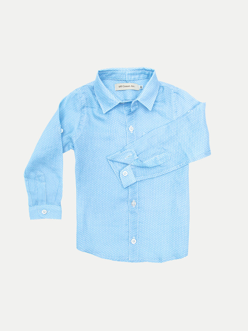BLUE DOTS BOY LINEN SHIRT