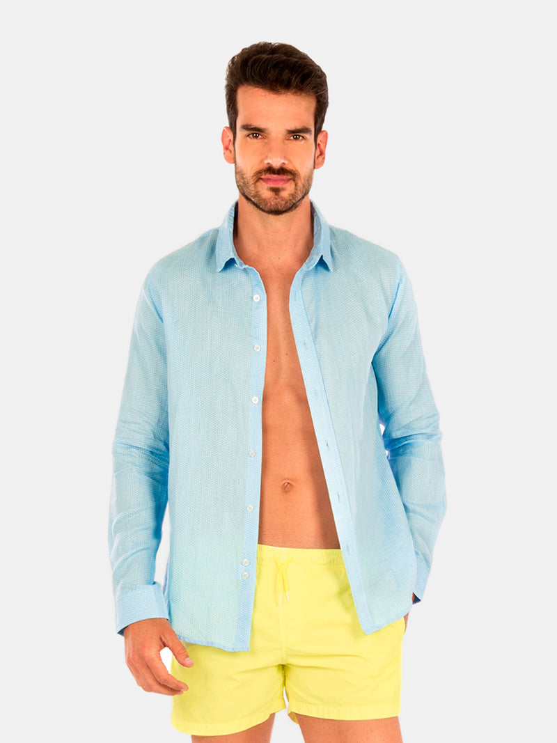 BLUE DOTS LINEN SHIRT