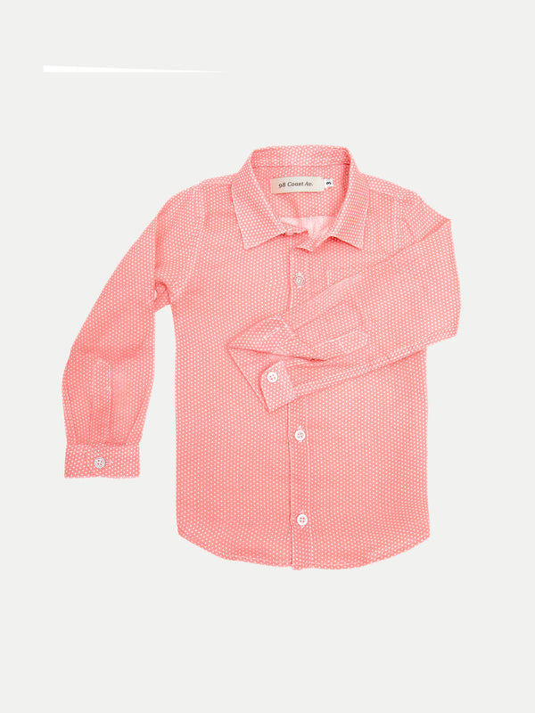 CORAL DOTS BOY LINEN SHIRT