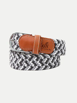 GRAY / WHITE BRAIDED BELT