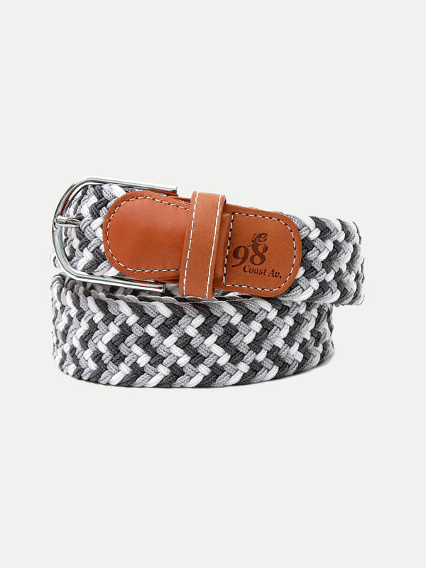 GRAY / WHITE BRAIDED BELT