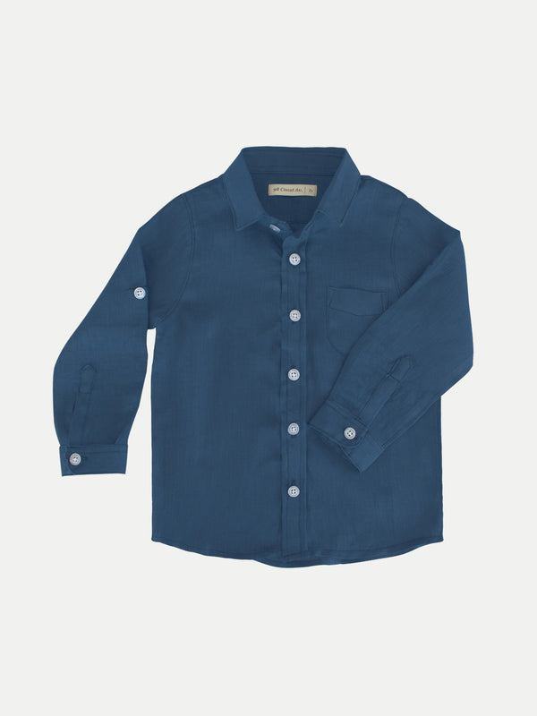 NAVY BOY LINEN SHIRT