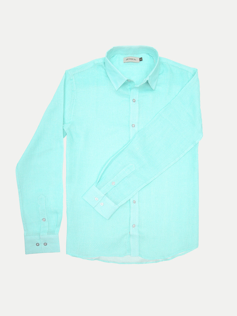 AQUA DOTS LINEN SHIRT