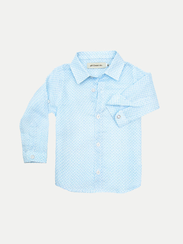 BLUE FLOWERS BOY LINEN SHIRT