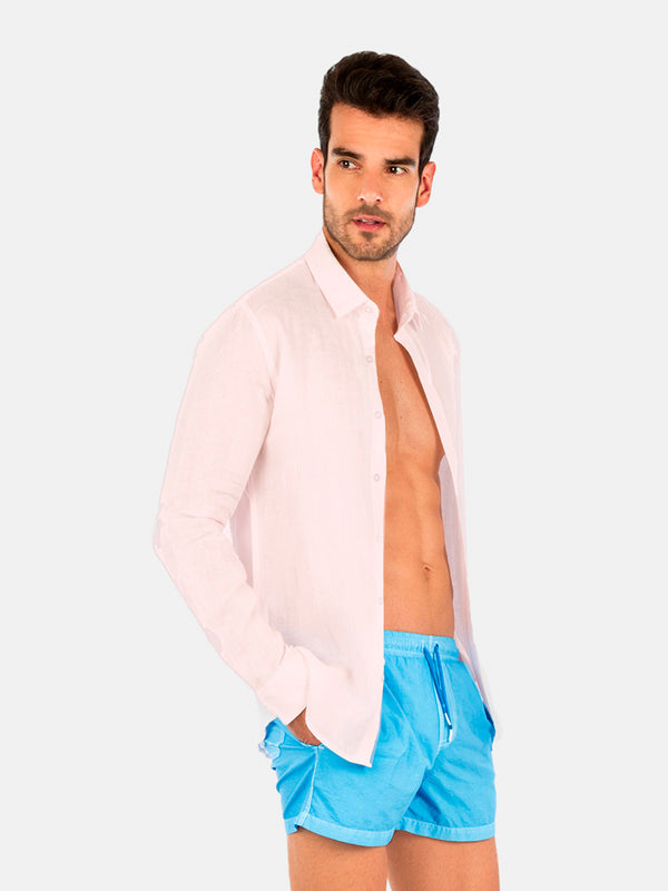 PINK FLOWERS LINEN SHIRT