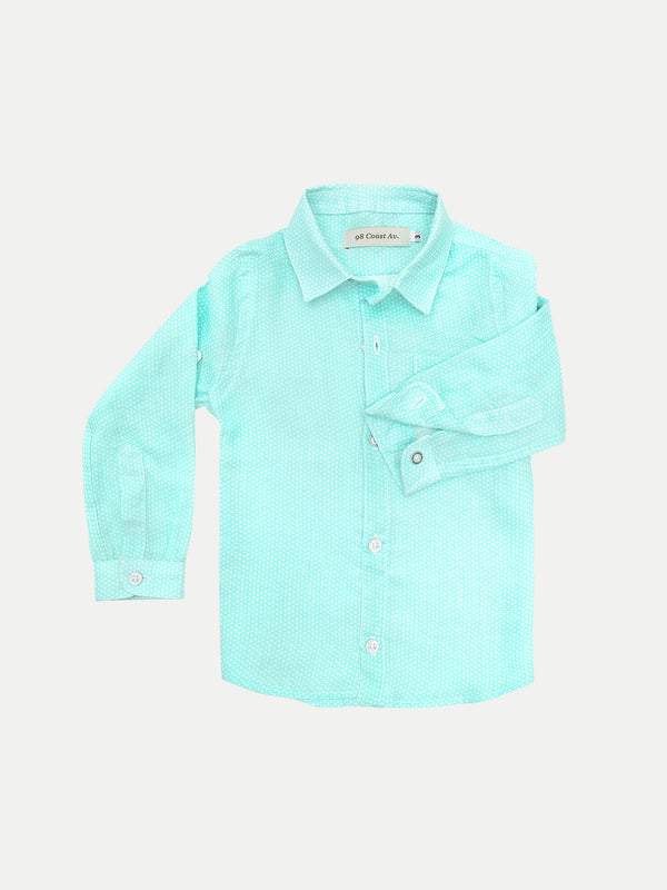 AQUA DOTS BOY LINEN SHIRT