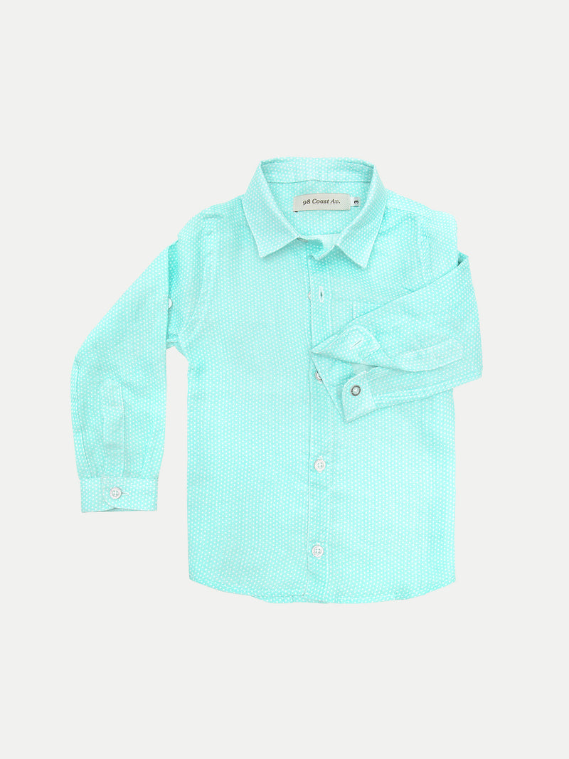 AQUA DOTS BOY LINEN SHIRT