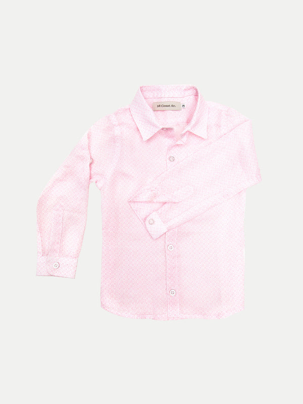 PINK FLOWERS BOY LINEN SHIRT